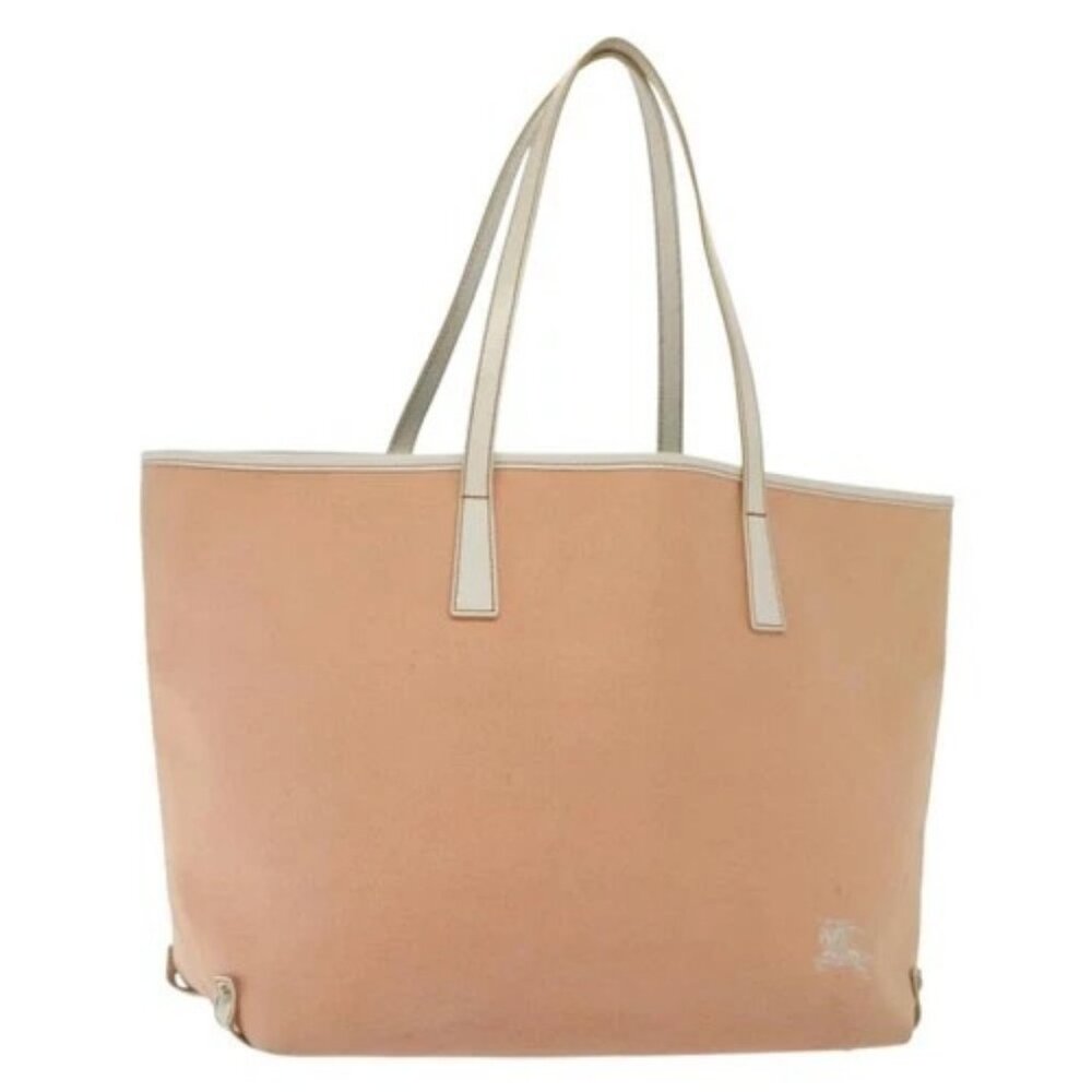 BURBERRY Blue Label Tote Bag Canvas Pink Silver Auth ti3364